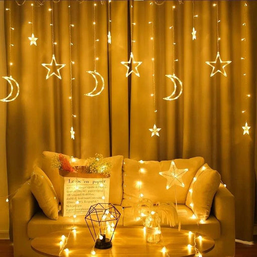 Star Moon LED Curtain String Lights for Magical Outdoor Decor