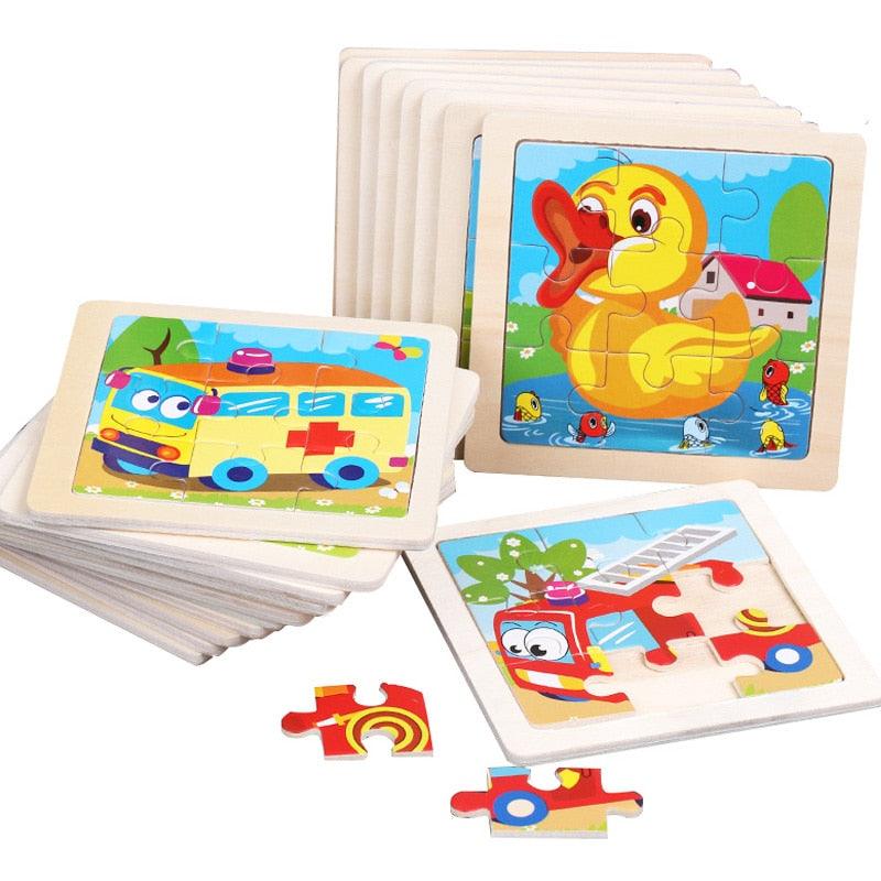 11X11CM Kids Wooden Puzzle Cartoon Animal Traffic Tangram Wood Puzzle Toys Educational Jigsaw Toys for Children GiftS-Toys & Games›Puzzles›Brain Teasers›Assembly & Disentanglement Puzzles-Très Elite-10-chick-Très Elite