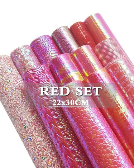 Shimmering Red Chunky Glitter Craft Fabric Sheets - A4 Size for DIY Projects