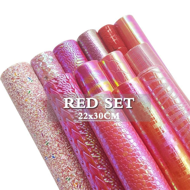 Shimmering Red Chunky Glitter Craft Fabric Sheets - A4 Size for DIY Projects