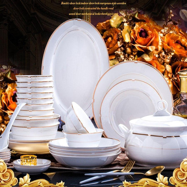 Elegant Oriental Porcelain 60-Piece Dining Set for Luxurious Table Settings