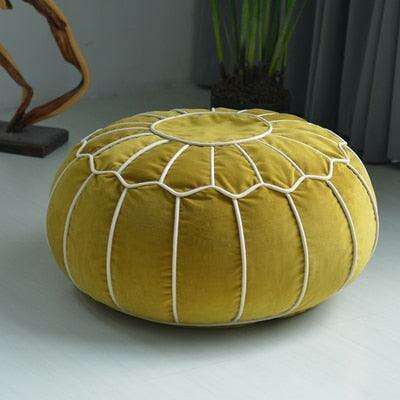 Vibrant Embroidered Velvet Moroccan Pouf Ottoman - Cozy Chic Accent Piece