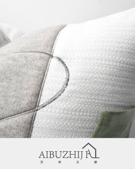 Modern Korean Geometric Patchwork Cushion Collection with Bold Orange Accents - Trendy Pillow Covers for Elegant Spaces