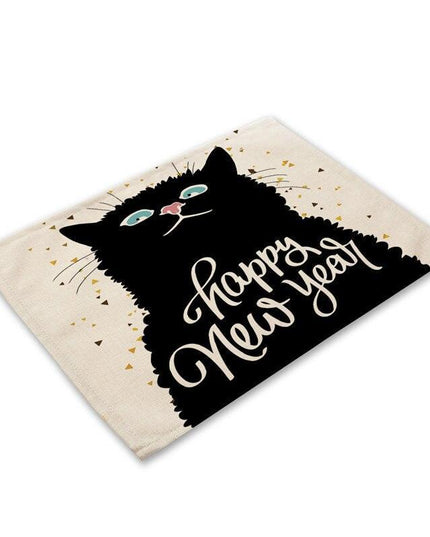 Charming Black Cat Cotton Linen Placemat - Essential Dining Table Accessory