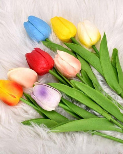 Lifelike PU Tulip Floral Arrangement - 5-Piece Set for Stylish Home Accents