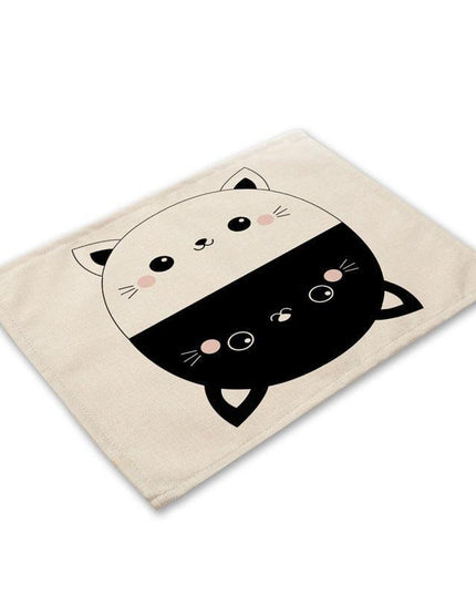 Charming Black Cat Cotton Linen Placemat - Essential Dining Table Accessory