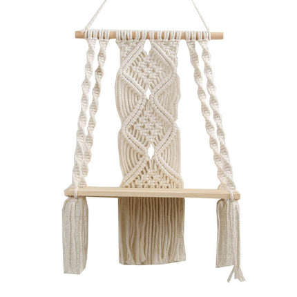 Bohemian Macrame Storage Shelf with Elegant Tassels - Handcrafted Decor for Stylish Spaces