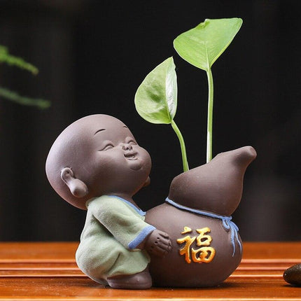 Serene Zen Tea Ritual Ensemble with Buddha and Monk Figurines