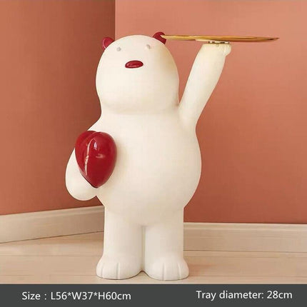 Whimsical White Bear Key Holder with Tray - A Stylish Addition to Your Home Decor