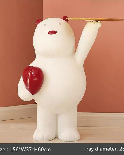 Whimsical White Bear Key Holder with Tray - A Stylish Addition to Your Home Decor