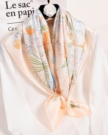 Hangzhou Elegance 100% Silk Square Scarf - Classic Timeless Design