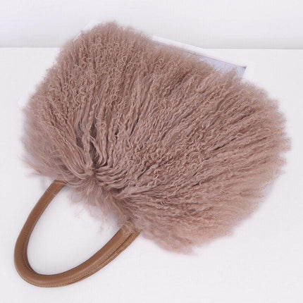 Opulent Wool & Fur Handbags: Exquisite Blend of Mongolian, Australian, and Tibet Lamb Textures