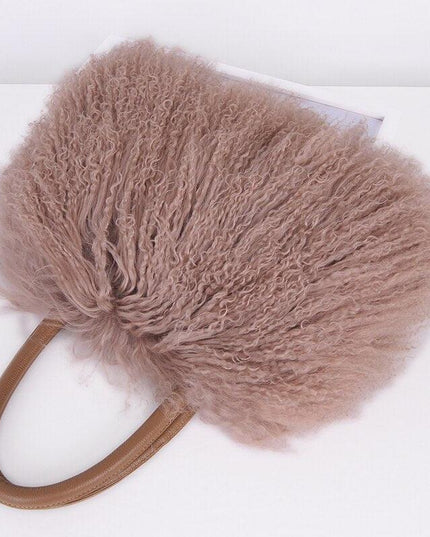 Opulent Wool & Fur Handbags: Exquisite Blend of Mongolian, Australian, and Tibet Lamb Textures