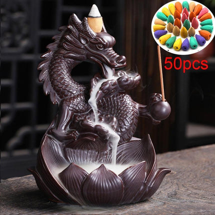 Tranquil Mountain River Backflow Incense Fountain with 100 Aromatic Cones