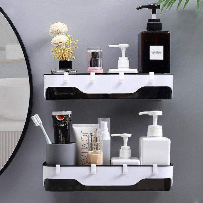 Personalized Hooks Bathroom and Kitchen Wall Shelf Storage Solution