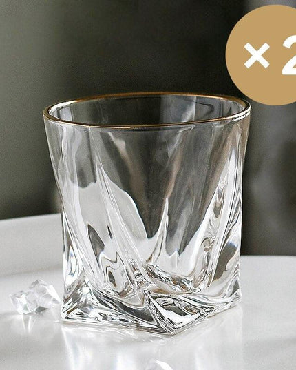 Lavish Gold Crystal Drinkware Collection - Elegant Glassware for Wine, Whiskey, Cocktails, and Beer