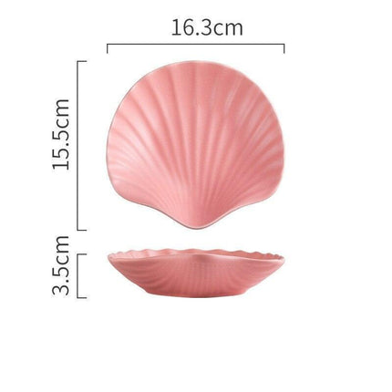 Elegant Handmade Matte Glazed Nordic Shell Plate Set: Artisan Ceramic Dishware Collection