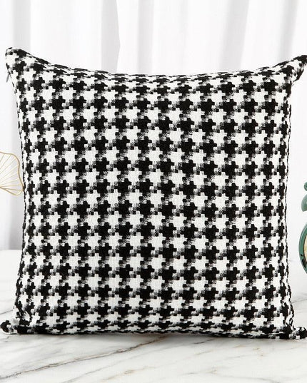 Chic Reversible Black and White Pillow Covers Featuring Houndstooth & Checkered Designs