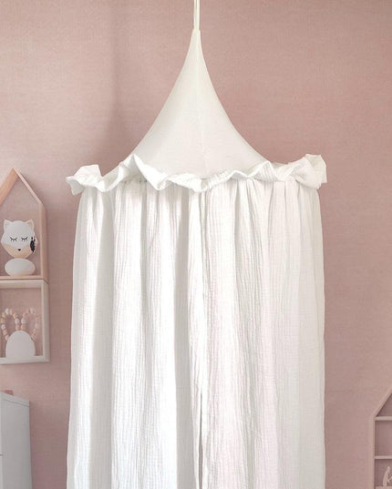 Whimsical Muslin Cotton Hanging Canopy with Frills for Kids' Dreamy Playtime Retreat