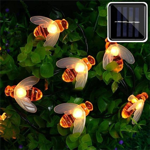 Solar-Powered Honey Bee Fairy Lights for Outdoor Glow