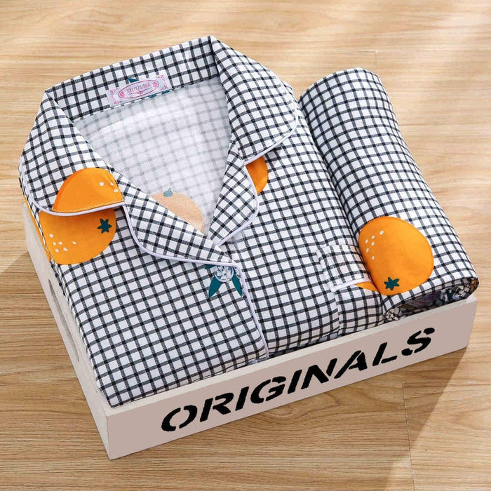 Long-sleeved Lapel Home Cartoon Comfortable Pajama Two-piece Set