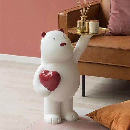 Whimsical White Bear Key Holder with Tray - A Stylish Addition to Your Home Decor