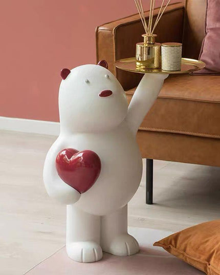 Whimsical White Bear Key Holder with Tray - A Stylish Addition to Your Home Decor