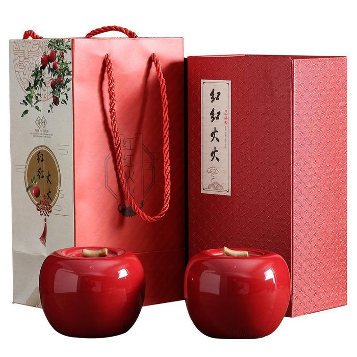 Red Apple Ceramic Kitchen Storage Jars