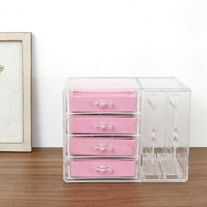 Elegant Clear Acrylic Jewelry Organizer with Drawers and Earrings Holder Stand