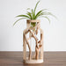 Rustic Wooden Vase adorned with Delicate Floral Details