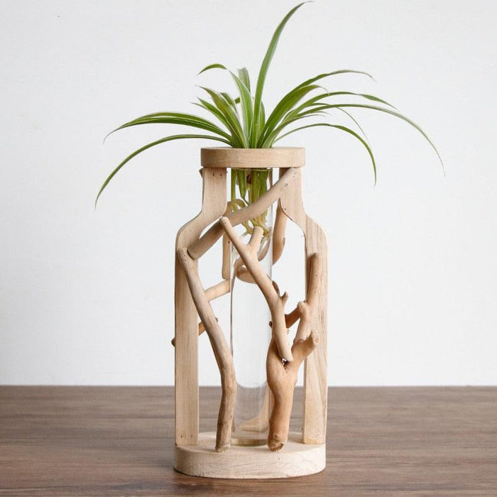 Exquisite Handmade Wooden Vase with Artistic Flair