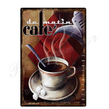 Retro Coffee House Metal Art Sign - Timeless Decor for Cafes, Bars, and Homes