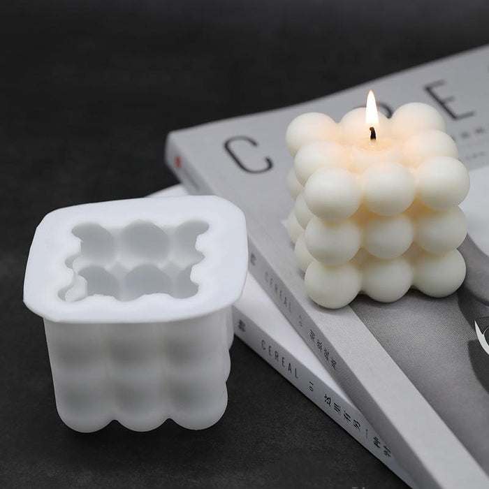 Soy Wax Candle Making Kit with 3D Square Cube Mold for Aromatherapy Therapy