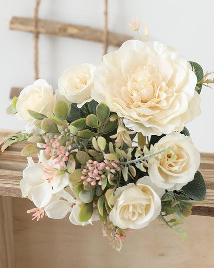 Elegant Silk Peony Rose Autumn Arrangement for Luxurious Decor