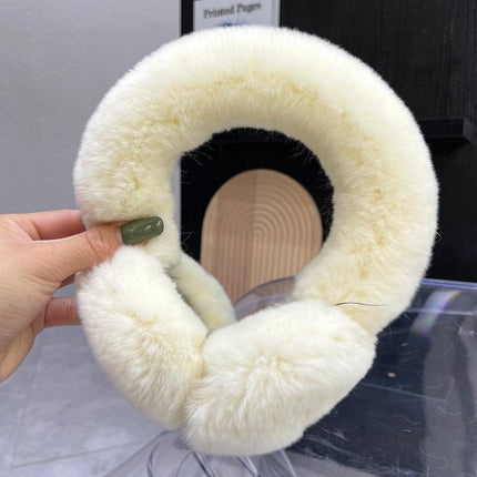 Rhinestone-Studded Luxurious Rex Rabbit Fur Ear Muffs: Chic Winter Essential for Women