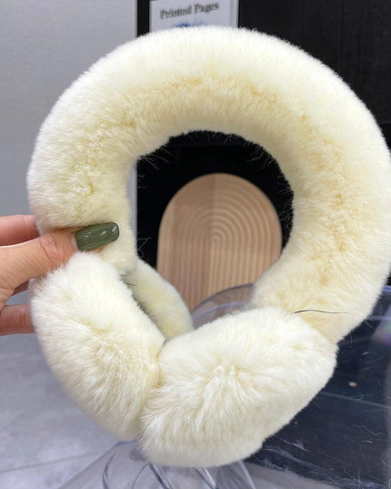 Rhinestone-Studded Luxurious Rex Rabbit Fur Ear Muffs: Chic Winter Essential for Women
