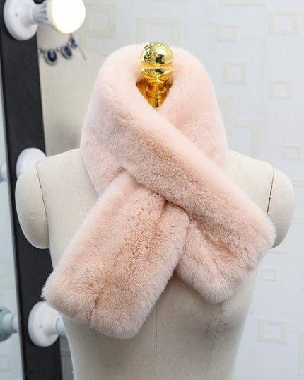 Exquisite Rex Rabbit Fur and Leather Korean Winter Wrap