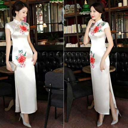 Elegance Redefined: Stunning Floral Cheongsam Dress for Special Occasions