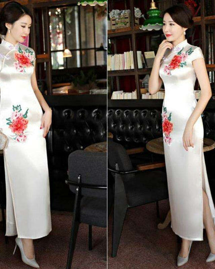 Elegance Redefined: Stunning Floral Cheongsam Dress for Special Occasions