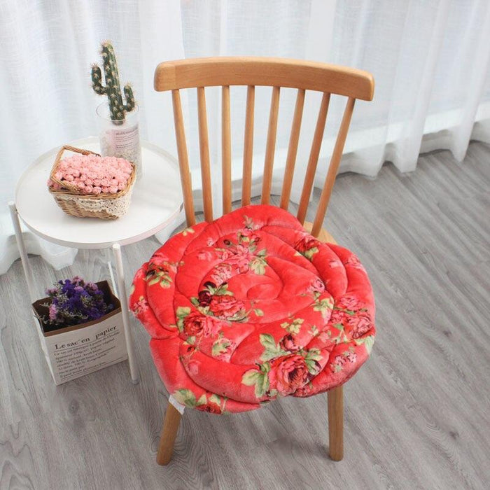Japanese Style 53x53cm Round Shorthaired Rose Cushion Home Floor Chair Decor Cushion Pad Car Mat Chair