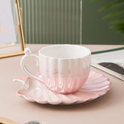 Chic Pearl Shell Ceramic Mugs: Elevate Your Sipping Experience
