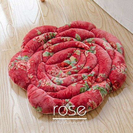 Elegant Japanese Rose Round Cushion with Soft PP Cotton Filling - Available in 55x55cm/45x45cm