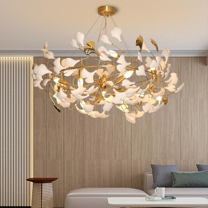 Golden Pendant Light with Custom Lampshade for Chic Home Decor