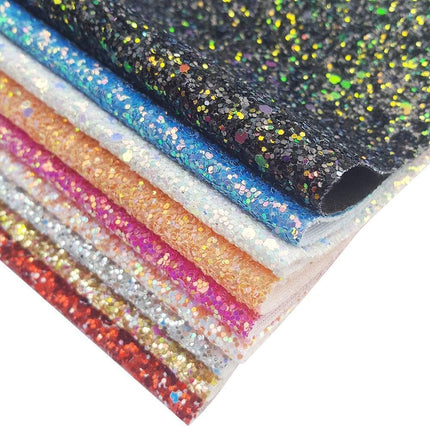 Glamorous Golden Purple Chunky Glitter Faux Leather Sheets for Creative DIY Projects