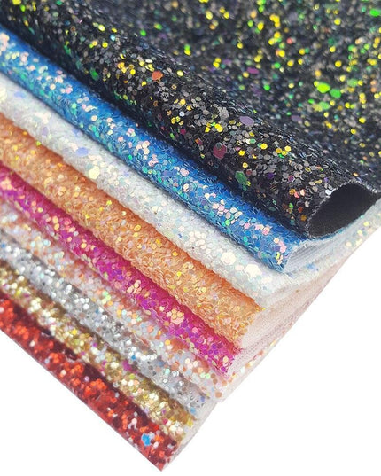 Glamorous Golden Purple Chunky Glitter Faux Leather Sheets for Creative DIY Projects