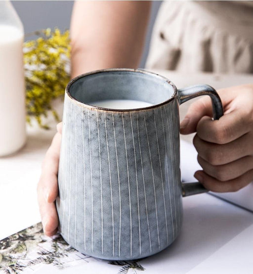 Retro 650ml Ceramic Mug with Spoon for Coffee and Tea Lovers