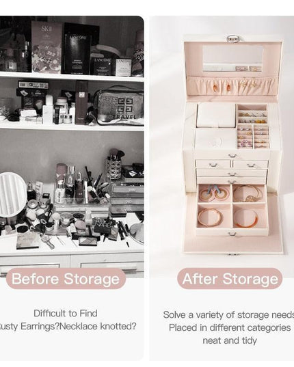 Elegant Dual-Purpose Jewelry Organizer and Makeup Storage Caddy