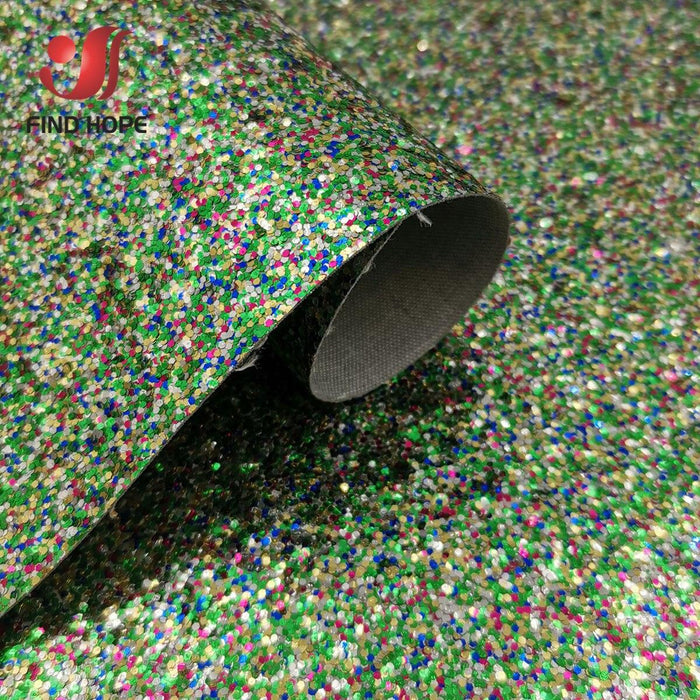 Rainbow Sparkle Vinyl Leather Fabric - Premium Crafters' Delight