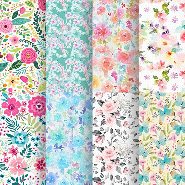 Floral Spring Synthetic Leather Fabric - DIY Crafting Essential