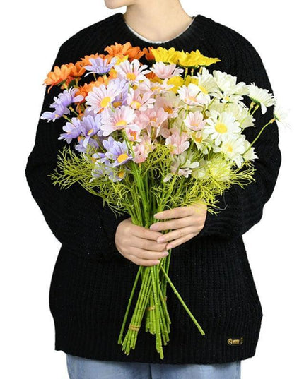 Elegant Daisy Dreams Bouquet Set: 5 Lifelike Floral Arrangements for Stunning Home Decor